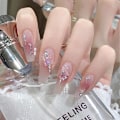 Miniatyrbillede 1 af 5: 24 stk. Perle Jelly Falske Negle, Søde 3d Aurora Krystal Bjørn Hjerte Tryk På Negle Bling Blanke Gradient Rosa Falske Negle Kærlighed Dating Fingerspidser