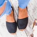 Miniatyrbillede 2 af 4: Dame Menorcan Peep Toe Flade Sandaler Sommer Strand Pumps Flade black eu 37