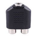Miniatyrbillede 1 af 5: 3,5 mm Hun-stik til Dobbelt Hun-RCA Jack AV Adapter Splitter Sort