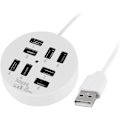 Miniatyrbillede 4 af 5: 8-port boks multi-data transmission USB 2.0 hub rund multi-port fordeleradapter (hvid)