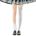 Miniatyrbilde 3 av 5: Kvinners vinter ribbestrikket slouch topp lårhøye strømper japansk lolita studentuniform løs over kneet støvletter sokker