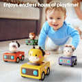 Miniatyrbild 6 av 6: Djurdjurstävlingar, Baby Leksaksbilset, Baby Tryckbilar för 6-9-12-18 månader, 1-2 år (4 st)