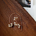 Miniatyrbillede 4 af 5: Boho Hippie Blomster Faux Perle Øre Wrap Øre Crawler Blomster Øre Brusk Manchet
