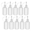 10 st 30 ml plastflaskor med spetsapplikator, påfyllningsbara droppflaskor med nålspetslock för lim