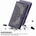 Miniatyrbilde 4 av 5: Samsung Galaxy Z Fold2 Etui Lær Lommebok Deksel Emboss Mandala Magnetisk Flip Beskyttelse Støtsikkert - Fiolett