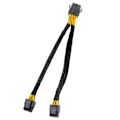 Miniatyrbillede 3 af 5: 8-polet CPU-kabel, hun til han, flettet, med Y-splitter, strømforlængerledning