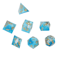 Miniatyrbillede 3 af 5: Eksklusivt polyhedral terningesæt - 7 stk. harpiks RPG-spil terninger til feriefest bar - blå