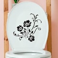 Miniatyrbild 2 av 5: Toalettlock-dekal, självhäftande, stark vidhäftning, DIY, avtagbar, vattentät, svart blomma, väggkonst