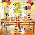 Miniatyrbillede 3 af 3: Mickey Mouse-tema 2-års fødselsdagspynt - Minnie Oh Twodles banner guirlande Mickey hoved balloner til fødselsdagsfestartikler