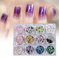 Miniatyrbild 5 av 5: Glitter nagelkonstpulver - Glansigt pigment för DIY nageldekoration (12 st)