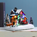 Miniatyrbillede 5 af 5: Farvede LED-lys, der gløder hus, juletog, landsby, lysende hus