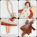 Miniatyrbild 5 av 5: Jultomte-prydnader för julgran, dansande flygande tennsänglar (set med 12)