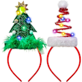 Miniatyrbilde 1 av 5: 2-pakks julehodebånd med LED-lys, nisselue og juletre for julefester