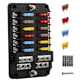 Miniatyrbillede 1 af 5: 12v 12-vejs sikringsblok sikringspanel med jord og 12 volt sikringsboks til bil, bil, båd, Rv Rzr