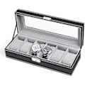 Miniatyrbild 1 av 3: 6-fackigt läderurbox, lyxig displayfodral, organiseringsurhållare, elegant ur