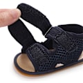Miniatyrbillede 3 af 4: Baby drenge piger sommer sandaler blød sål lærred lukket tå småbørn spædbarn udendørs gåsko f navy 12-18 months toddler