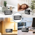 Miniatyrbild 2 av 4: Digital väckarklocka, Projektionsväckarklocka med tidsprojektion, Väckarklocka med projektion 180, 12/24 timmars LED-spegelväckarklocka, Temperatur