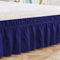 Miniatyrbillede 2 af 5: King Size Ming Blå Vaskbar Elastisk Wrap Around Sengeskørt til Hjem og Hotel - Falmefri