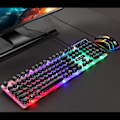 Miniatyrbild 3 av 5: Punk Retro Keycaps Tangentbord Mus Combo - Färgglad Bakgrundsbelyst USB Trådbunden Speluppsättning för PC & Laptop (Svart)
