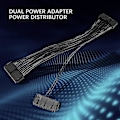 Miniatyrbillede 2 af 5: Strømkabelsplitter, Dobbelt PSU-kabeladapter 24-pin 20+4-pin ATX Motherboard Adapter Forlængelseskab