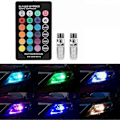 Miniatyrbilde 2 av 5: 1 Par DC12V T10 5050 LED-lys 6 SMD RGB Takleselys + Fjernkontroll