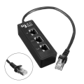 Miniatyrbillede 3 af 5: 2x RJ45 Han til 3 RJ45 Hun Port Netværksforlængerkabel Splitter Lan Ethernet