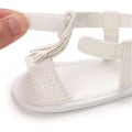 Miniatyrbild 2 av 5: Spädbarn Baby Flickor Sommar Sandaler Med Blomma Mjuk Sula Nyfödd Småbarn Första Walker Spjälsäng Klänning Skor 04 white 12-18 months toddler
