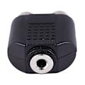 Miniatyrbillede 2 af 5: 3,5 mm Hun-stik til Dobbelt Hun-RCA Jack AV Adapter Splitter Sort