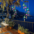 Miniatyrbilde 3 av 5: Solcelledrevne vindklokker for utendørs, vindklokker med 6 metallklokker, 7 farger skiftende LED-lys, vanntette vindklokker for innendørs utendørs, hage, terrasse De
