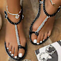 Miniatyrbilde 4 av 5: Sommer Dame Tøffel Ny Vev Kvinner Sandaler Tynn Metallkjede Flat Bunn Sandal  Sandaler Kvinner  Tøfler  Flatsko white 40