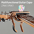 Miniatyrbild 4 av 5: Gitarr Capo med plektrumhållare och 4 plektrum för akustisk elgitarr Ukulele Mandolin Banjo