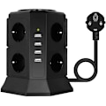 Miniatyrbillede 1 af 5: 8-stikkontakt Power Strip Tower (2500w/10a) med 4 USB-opladnings porte (5v/4.5a), overspændingsbeskyttelse, sort