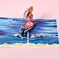 Miniatyrbild 5 av 5: Jultomten Surfing 3D Pop-up Gratulationskort för Jul Nyår Kuvert
