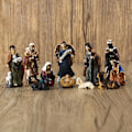 Miniatyrbild 3 av 5: Julkrubba Figur Set Krubba Heliga Familjen Scen Julgransprydnad 11 st