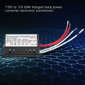 Miniatyrbilde 2 av 5: 110v til 12v 60w halogen lys strømforsyning konverter elektronisk transformator svart