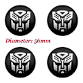 Pikkukuva 1 / 5: 4 kpl 56+60 mm Cool Autobots -logolla varustetut Transformers-merkit, auton vanteen keskihatut, tarrat, vanteen peite, auton tyylivarusteet 56mm black