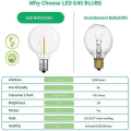 Pikkukuva 3 / 5: 3 kpl G40 Led-lamppua, E12-ruuvikanta Yhteensopivat aurinkokennovalosarjat