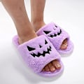 Miniatyrbild 3 av 4: Halloween Spöklika Slides/halloween Pumpa Tofflor Mjuka Plysch Mysiga Öppna Tår Kvinnor Inomhus Utomhus Fuzzy Tofflor Unisex purple eur40