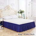 Miniatyrbild 4 av 5: King Size Ming Blue Tvättbar Elastisk Wrap Around Sängkjol för Hem och Hotell - Färgbeständig