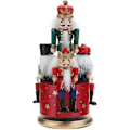 Miniatyrbillede 2 af 4: Soldat Træ Nøddeknækker, 4 Soldater, Musikboks, 21 Cm, Mekanisk Legetøj Til Julepynt, Børnefødselsdagsgave (blå)
