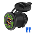 Pikkukuva 1 / 4: Kaksois-USB-autonlaturipistorasia, yhteensopiva 12v-24v moottoripyörän veneen vihreän valon kanssa