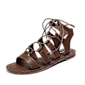 Miniatyrbillede 1 af 4: Sandaler til kvinder, sommerflade, behagelige krydsrem, gladiator-flade sko, afslappede strandsandaler brown 2 38