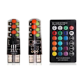 Pikkukuva 1 / 5: 2 kpl auton sisävaloa T10 W5w Rgb Led-polttimo Automaattiset välilyhdyt kaukosäätimellä