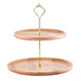 Miniatyrbilde 1 av 5: Naturlig Trefat Fruktfat - Elegant og Holdbar Serveringsfat for Kaker og Frukt - Dobbelt Lag 20+25cm Størrelse