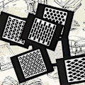 Pikkukuva 5 / 5: 12 kpl maalauspohjia Stencilit askarteluprojekteihin DIY-kodin sisustustaide - Uudelleenkäytettävät pistepohjasarjat