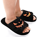 Miniatyrbillede 4 af 4: Halloween Spøgelses Slides/Halloween Græskar Tøfler Bløde Plys Hyggelige Åbne Tæer Kvinder Indendørs Udendørs Fuzzy Tøfler Unisex black eur39