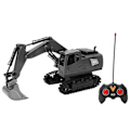 Pikkukuva 2 / 5: 1/20 Metalli RC-kaivinkone 5 kanavalla, 2,4 GHz:n kaukosäätimellä, sähkövalolla ja pyörivällä varrella - Musta Harmaa