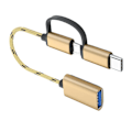 Pikkukuva 3 / 5: USB 3.0 Type-C - A OTG -sovitinkaapeli kullatuilla liittimillä - Kannettava ja monitoiminen