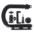 Miniatyrbillede 3 af 3: Puluz Pkt3011 Stabilisator Bærbar U-formet Dv Rack Med Telefonholder Sort
