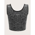 Pikkukuva 3 / 5: Y2k Grunge -kallokuvioinen camisole-top, Y2k V-kaula-aukkoinen hihaton löysä tank-top, naisten vaatteet